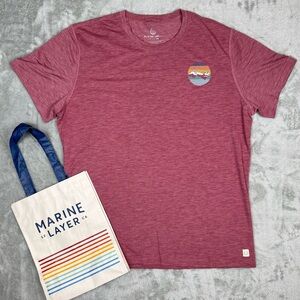 NWOT Marine Layer The Air Tee T-Shirt Burgundy Tahoe Short Sleeves Large & Bag